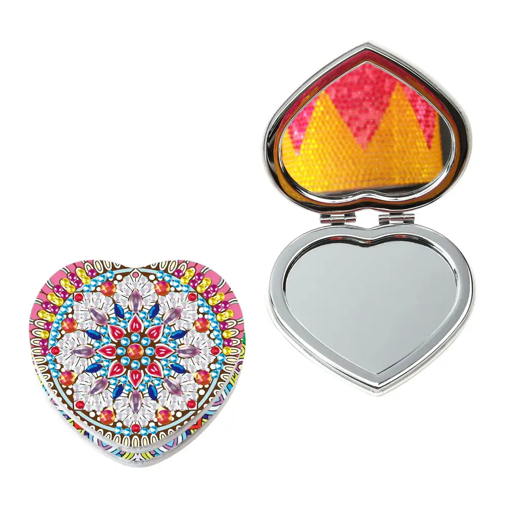 Heart Mandala - Diamond Painting Compact Mirror - Compact Mirror