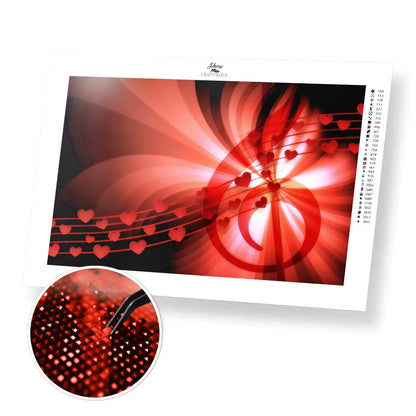 Hearts and Treble Clef - Premium Diamond Painting Kit - 45x30cm / 18x12’’ / Square (Most Popular) - Diamond Painting Kit
