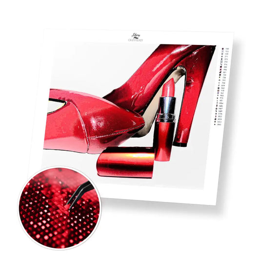 Heels and Lipstick - Premium Diamond Painting Kit - 35x30cm / 14x12’’ / Square (Most Popular) - Diamond Painting Kit