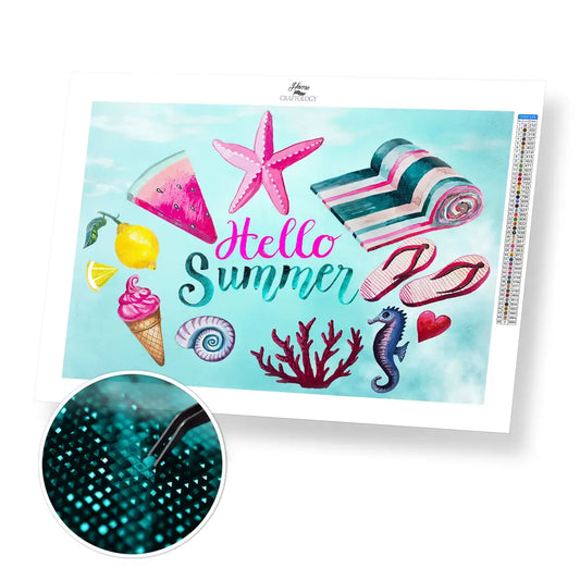Hello Summer - Premium Diamond Painting Kit - 45x30cm / 18x12’’ / Square (Most Popular) - Diamond Painting Kit