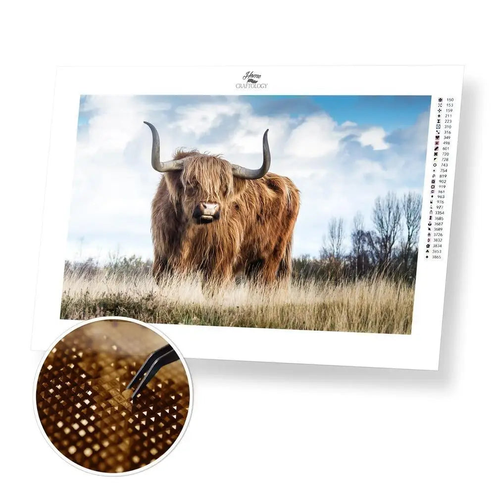 Highland Cattle - Premium Diamond Painting Kit - 45x30cm / 18x12’’ / Square (Most Popular) - Diamond Painting Kit