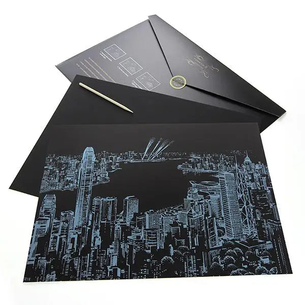 Hongkong Skyline - Scratch Painting Kit - Scratch Painting