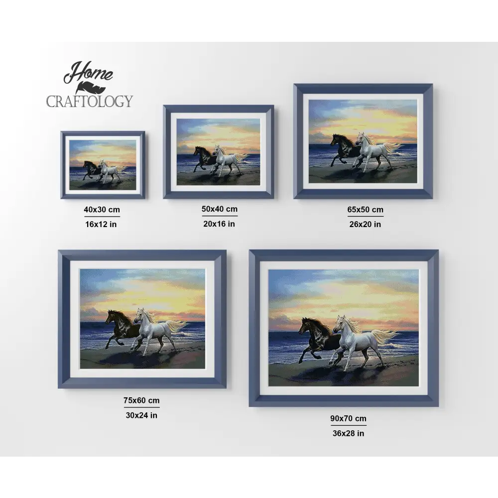Horses Running on the Beach- Premium Diamond Painting Kit - Diamond Painting Kit