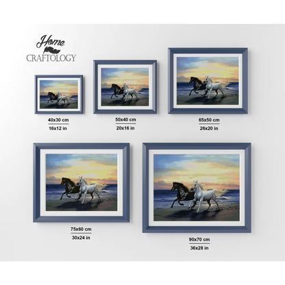 Horses Running on the Beach- Premium Diamond Painting Kit - Diamond Painting Kit