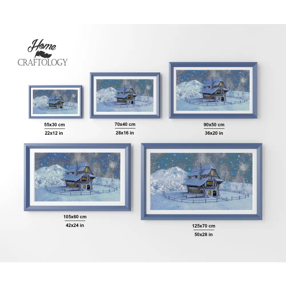 House with Snow Falling - Premium Diamond Painting Kit - Diamond Painting Kit