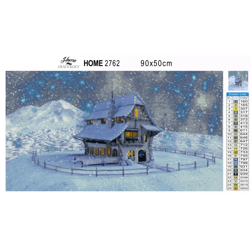 House with Snow Falling - Premium Diamond Painting Kit - Diamond Painting Kit