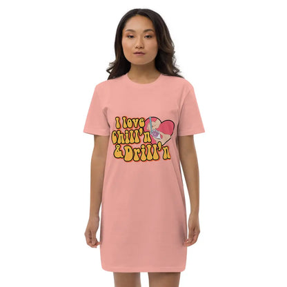 I love chill’n & Drill’n Organic cotton t-shirt dress - Canyon Pink / XS
