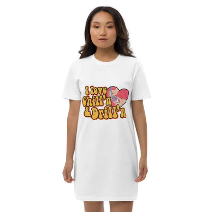 I love chill’n & Drill’n Organic cotton t-shirt dress - White / XS