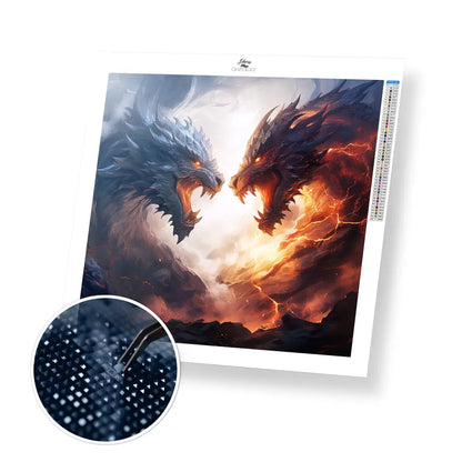 Ice and Fire Dragon- Exclusive Premium Diamond Painting Kit - 30x30cm / 12x12’’ / Square (Most Popular) - Diamond