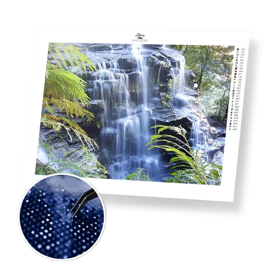 Idyll Waterfall - Premium Diamond Painting Kit - 40x30cm / 16x12’’ / Square (Most Popular) - Diamond Painting Kit