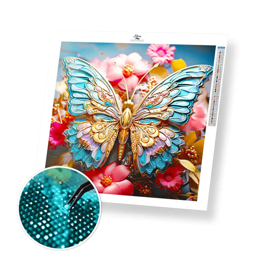 Intricate Butterfly Design - Exclusive Premium Diamond Painting Kit - 20x20cm / 8x8’’ / Square (Most Popular)