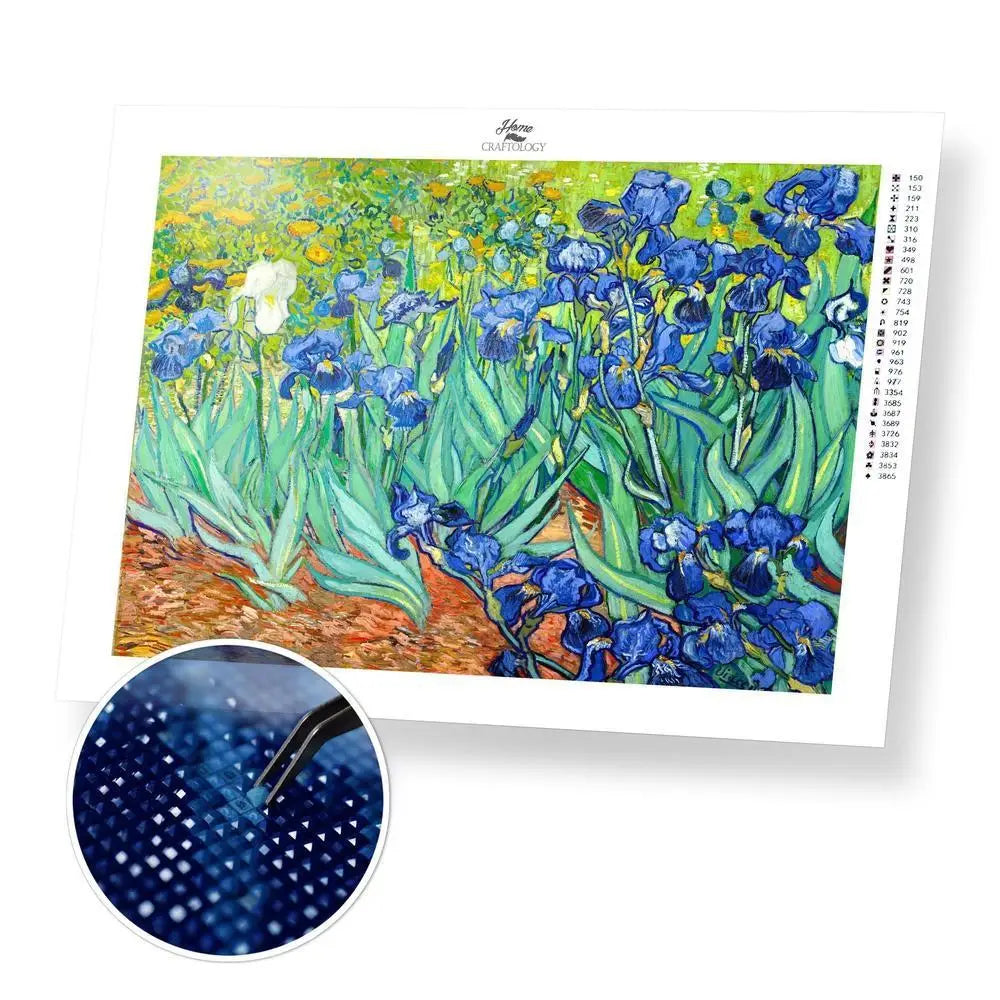 Irises - Premium Diamond Painting Kit - 40x30cm / 16x12’’ / Square (Most Popular) - Diamond Painting Kit