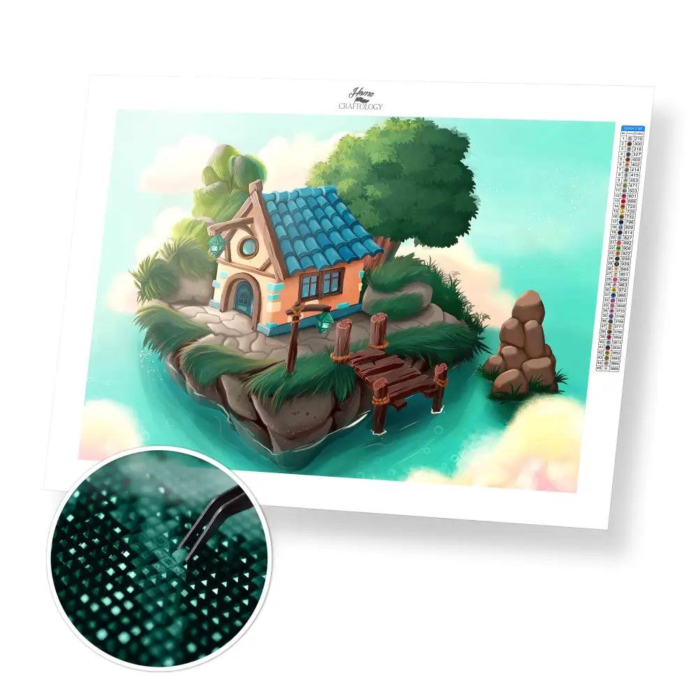 Island House - Premium Diamond Painting Kit - 40x30cm / 16x12’’ / Square (Most Popular) - Diamond Painting Kit