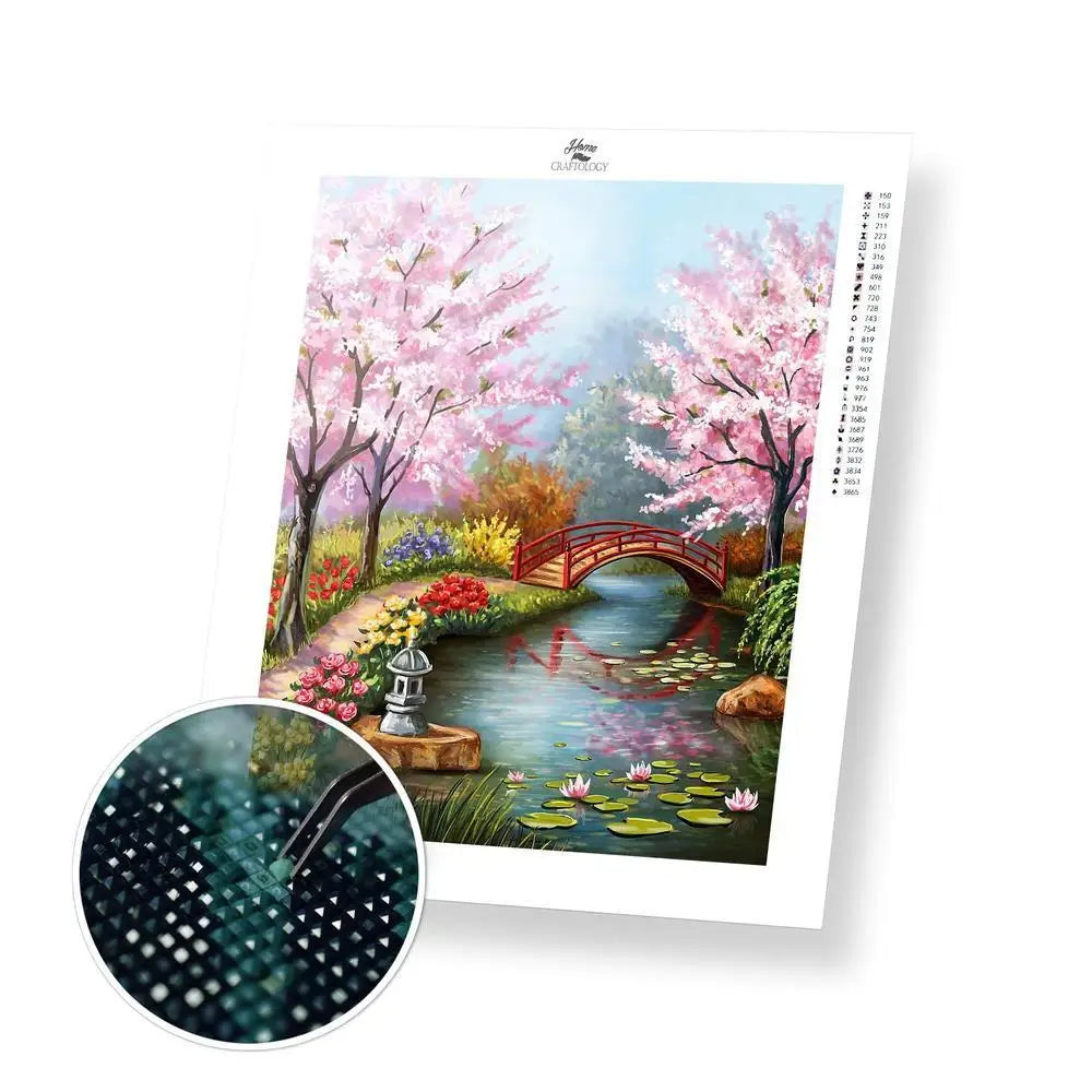 Japanese Garden - Exclusive Premium Diamond Painting Kit - 20x25cm / 8x10’’ / Square (Most Popular) - Diamond Painting