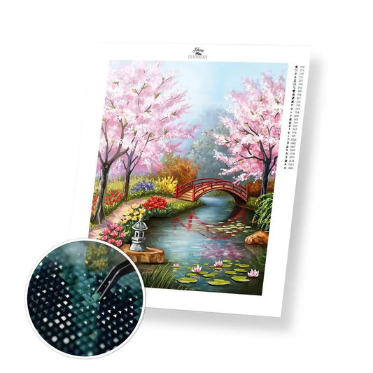 Japanese Garden - Exclusive Premium Diamond Painting Kit - 20x25cm / 8x10’’ / Square (Most Popular) - Diamond Painting