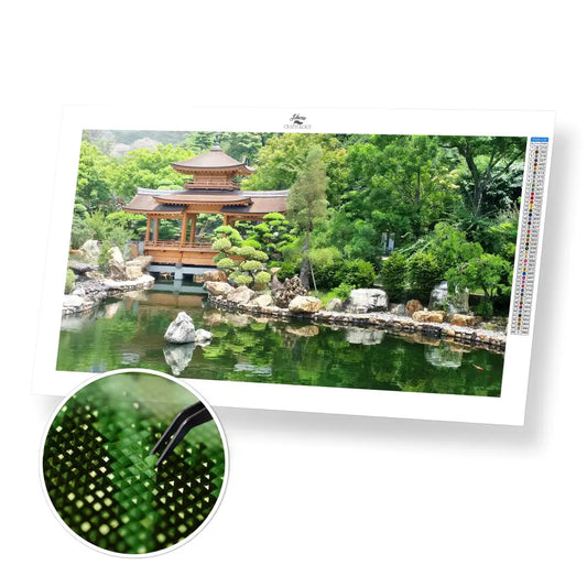 Japanese Garden with Pond - Premium Diamond Painting Kit - 55x30cm / 22x12’’ / Square (Most Popular) - Diamond Painting