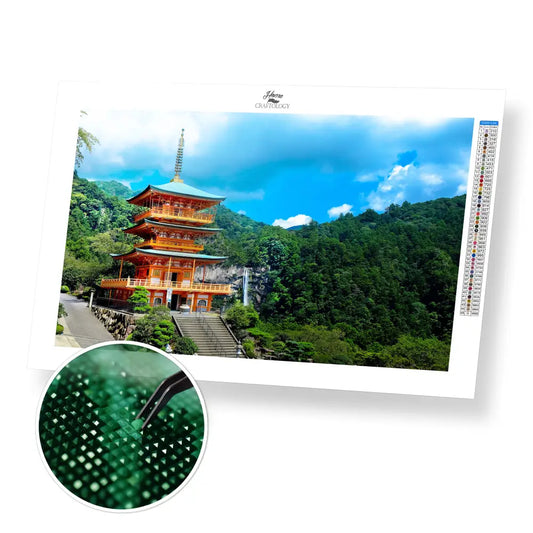 Japanese Temple - Premium Diamond Painting Kit - 45x30cm / 18x12’’ / Square (Most Popular) - Diamond Painting Kit