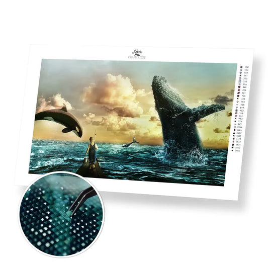 Kid Wants to Fish - Premium Diamond Painting Kit - 50x30cm / 20x12’’ / Square (Most Popular) - Diamond Painting Kit
