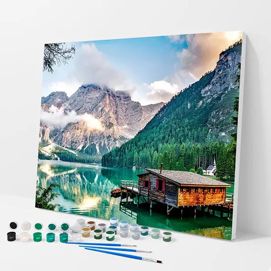 Lake House Kit - Paint By Numbers - 30x40cm / 12x16’’ / No Frame - Paint By Numbers