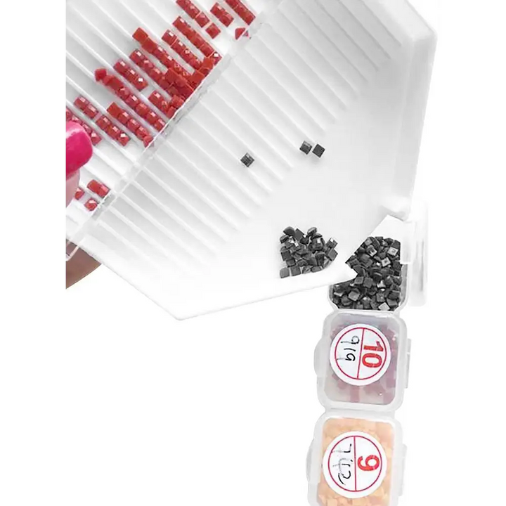 Large Diamond Painting Tray with 3 Dividers and Brush - Diamond Painting Accessory