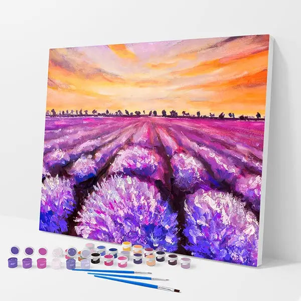 Lavender Field at Sunset Kit - Paint By Numbers - 30x40cm / 12x16’’ / No Frame - Paint By Numbers