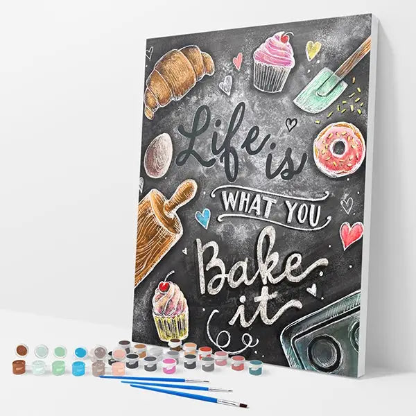 Life is What You Bake it Kit - Paint By Numbers - 30x40cm / 12x16’’ / No Frame - Paint By Numbers