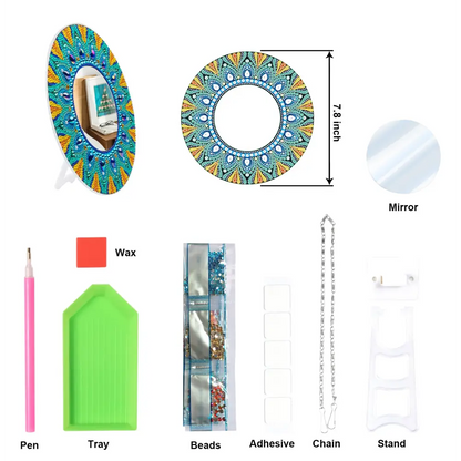 Light Blue and Blue Sun - Diamond Painting Mirror - Mirror