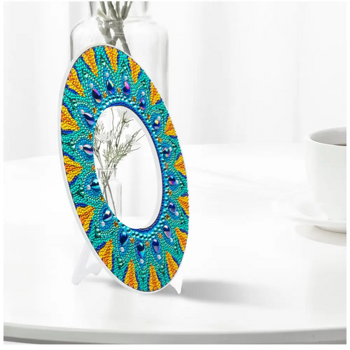Light Blue and Blue Sun - Diamond Painting Mirror - Mirror