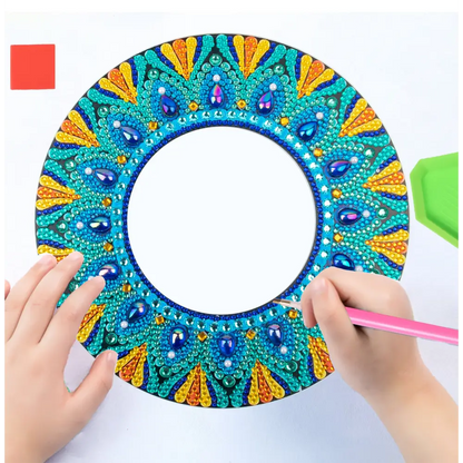 Light Blue and Blue Sun - Diamond Painting Mirror - Mirror