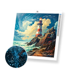 Lighthouse - Exclusive Premium Diamond Painting Kit - 30x30cm / 12x12’’ / Square (Most Popular) / No Frame - Diamond