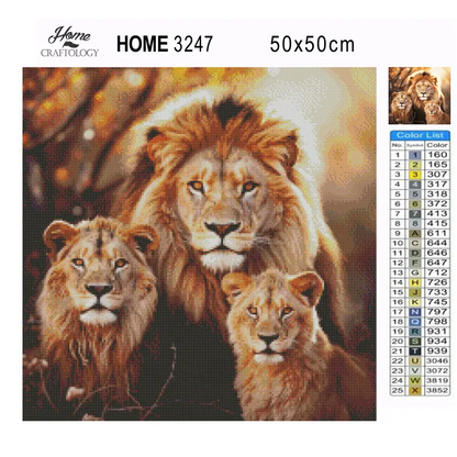 Lion Family - Exclusive Premium Diamond Painting Kit - Diamond Painting Kit