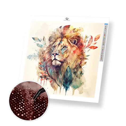 Lion Painting - Premium Diamond Painting Kit - 30x30cm / 12x12’’ / Square (Most Popular) - Diamond Painting Kit
