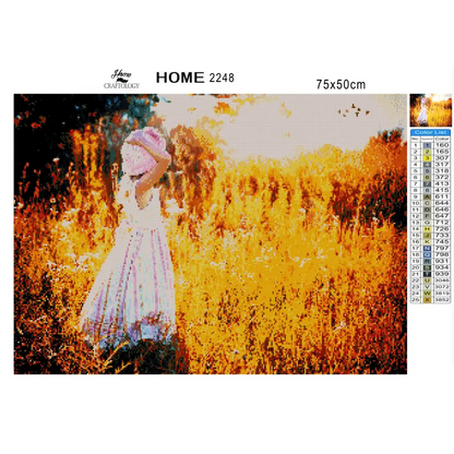 Little Girl in the Meadows - Premium Diamond Painting Kit - Diamond Painting Kit