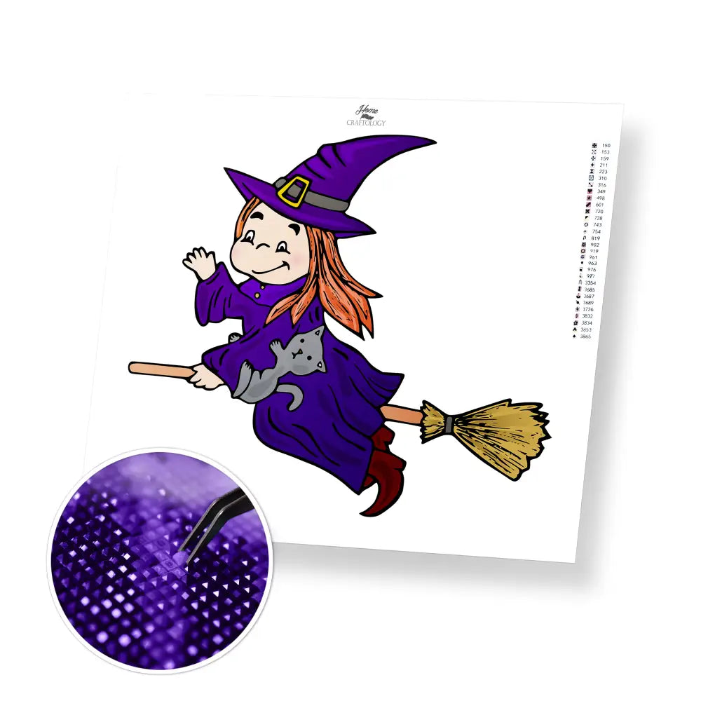 Little Witch - Premium Diamond Painting Kit - 35x30cm / 14x12’’ / Square (Most Popular) - Diamond Painting Kit