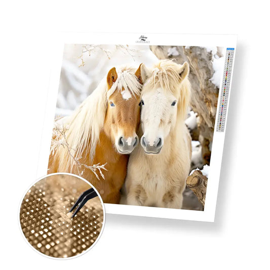 Loving Horses - Exclusive Premium Diamond Painting Kit - 20x20cm / 8x8’’ / Square (Most Popular) - Diamond Painting Kit