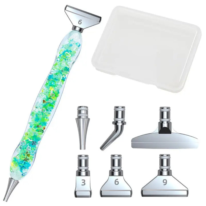 Luminous Diamond Painting Pen with 6 Replaceable Tips - Green - Diamond Painting Accessory