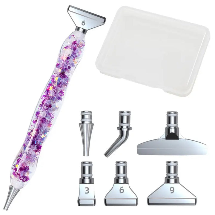 Luminous Diamond Painting Pen with 6 Replaceable Tips - Purple - Diamond Painting Accessory