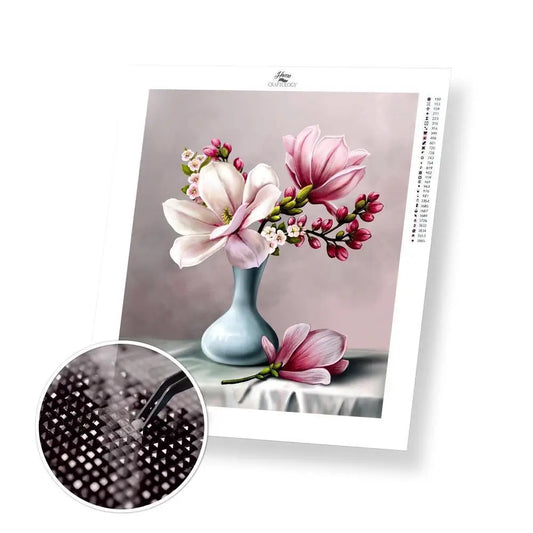 Magnolia - Exclusive Premium Diamond Painting Kit - 20x25cm / 8x10’’ / Square (Most Popular) - Diamond Painting Kit