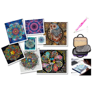 Mandala Kits and Accessories Bundle - Diamond Painting Cross Stitch