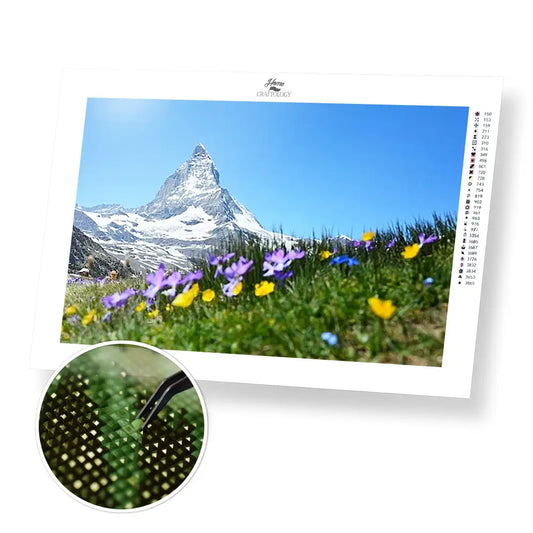 Meadow below the Alps - Premium Diamond Painting Kit - 45x30cm / 18x12’’ / Square (Most Popular) - Diamond Painting Kit