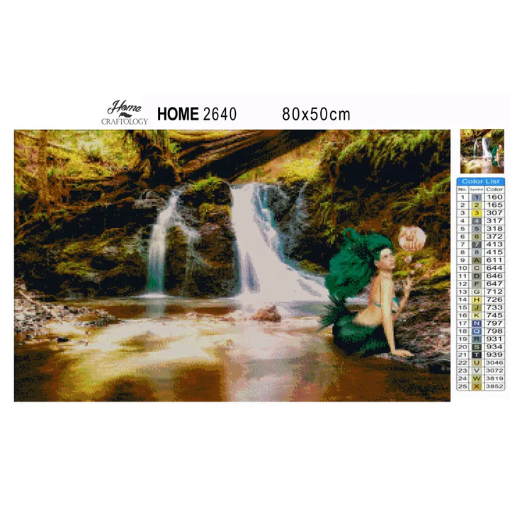 Mermaid and Waterfalls - Premium Diamond Painting Kit - Diamond Painting Kit