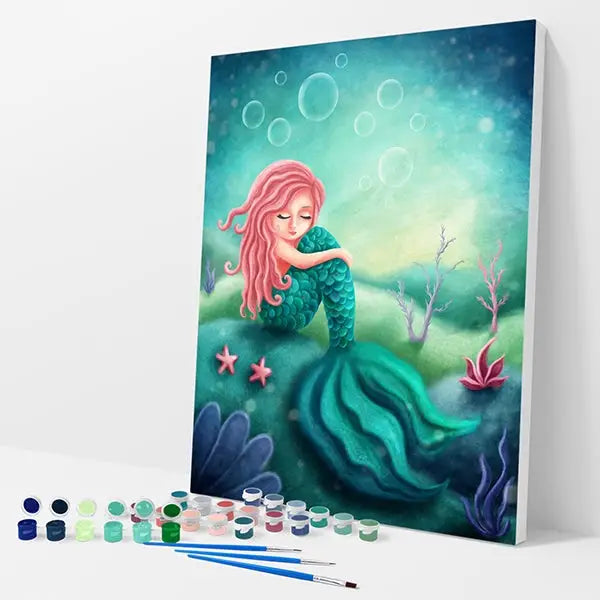 Mermaid Girl Kit - Paint By Numbers - 30x40cm / 12x16’’ / No Frame - Paint By Numbers