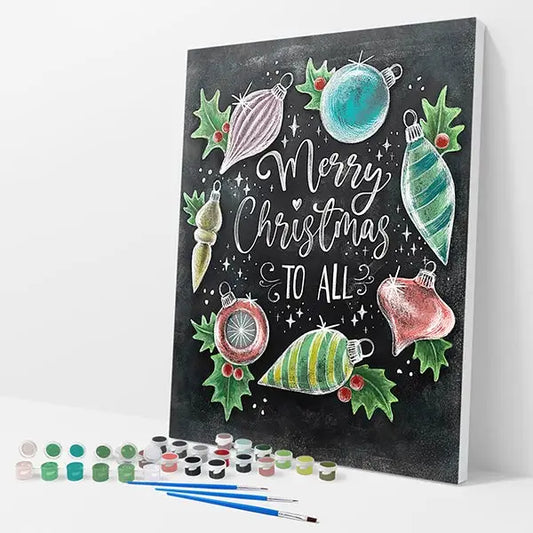 Merry Christmas to All Kit - Paint By Numbers - 30x40cm / 12x16’’ / No Frame - Paint By Numbers