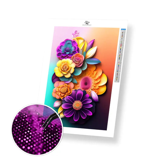 Mixed Flowers - Premium Diamond Painting Kit - 20x30cm / 8x12’’ / Square (Most Popular) - Diamond Painting Kit