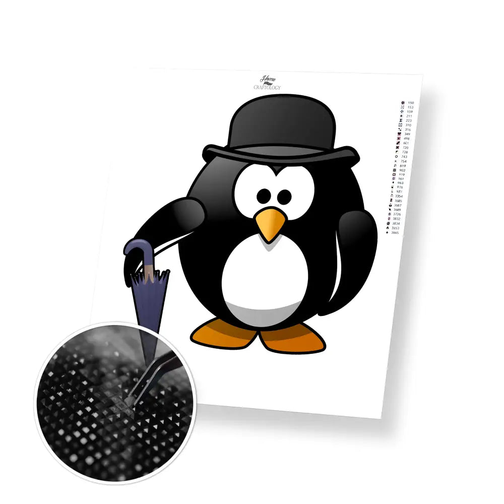 Mr. Penguin - Premium Diamond Painting Kit - 20x25cm / 8x10’’ / Square (Most Popular) - Diamond Painting Kit