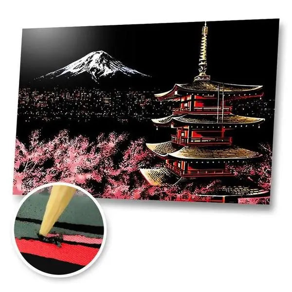 Mt. Fuji Japan - Scratch Painting Kit - Scratch Painting
