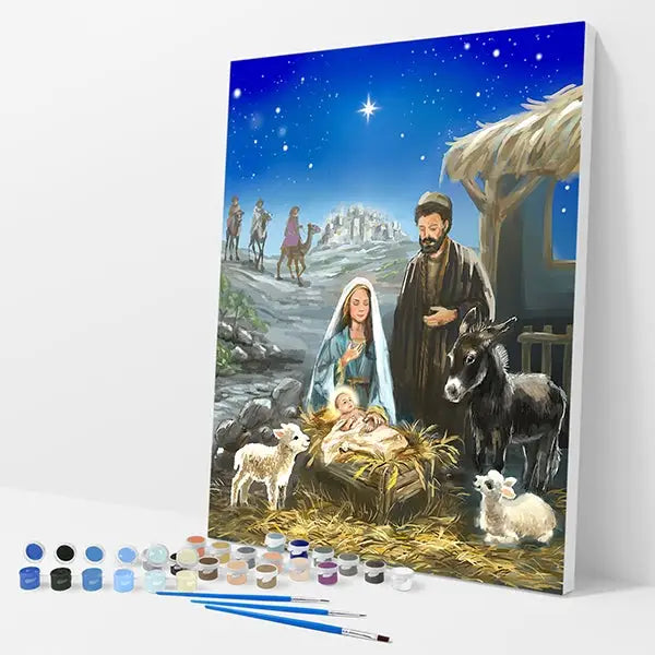 Nativity Scene Kit - Paint By Numbers - 30x40cm / 12x16’’ / No Frame - Paint By Numbers