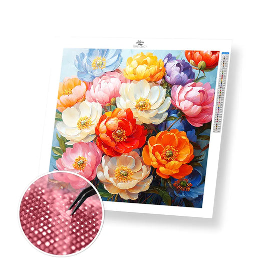 New! Beautiful Colorful Flowers - Exclusive Premium Diamond Painting Kit - 30x30cm / 12x12’’ / Square (Most Popular)