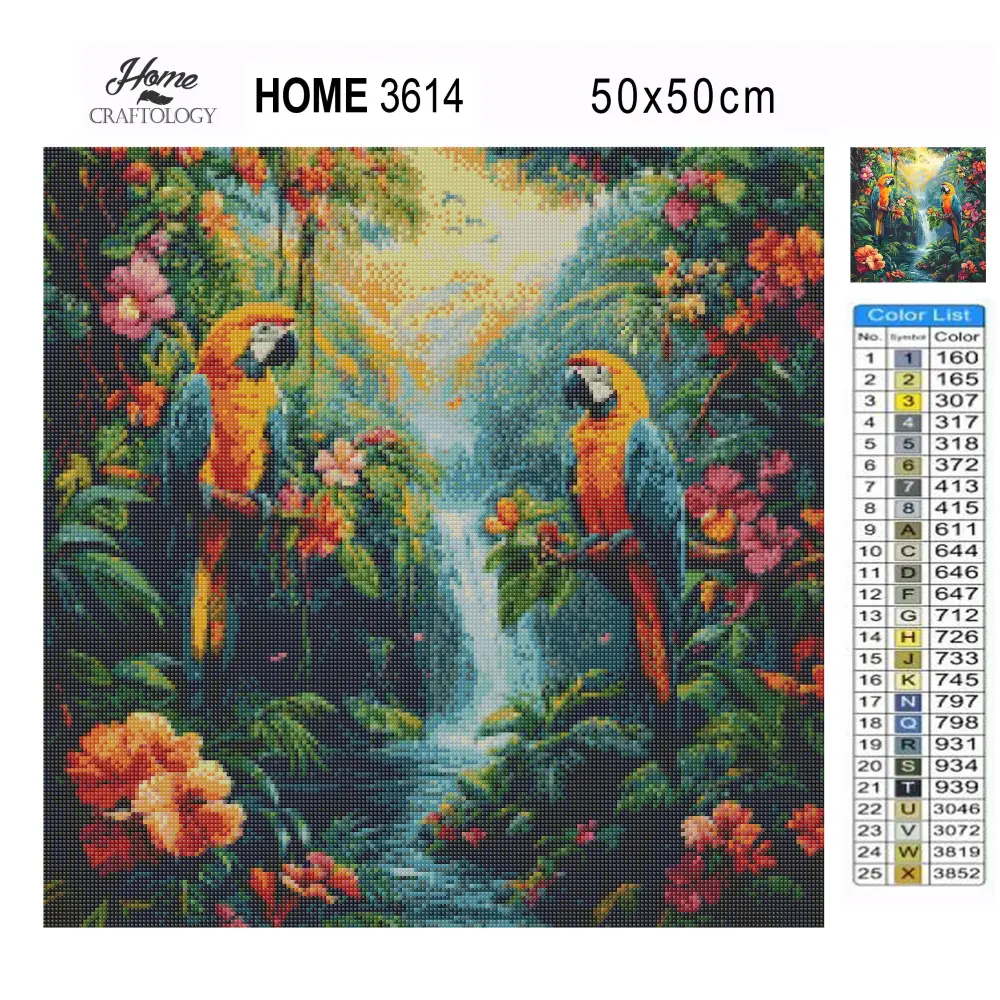 New! Macaws in the Rainforest - Exclusive Premium Diamond Painting Kit - Diamond Painting Kit