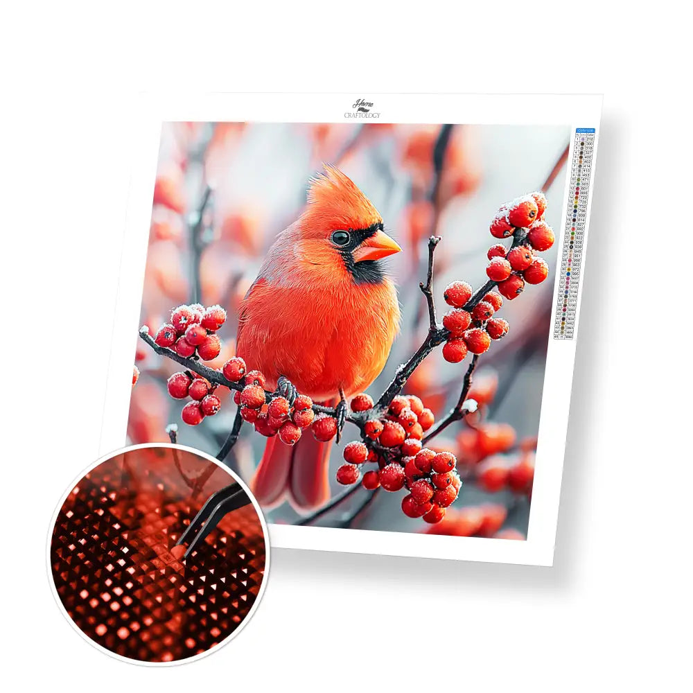New! Red Cardinal Bird - Exclusive Premium Diamond Painting Kit - 30x30cm / 12x12’’ / Square (Most Popular) / No Frame